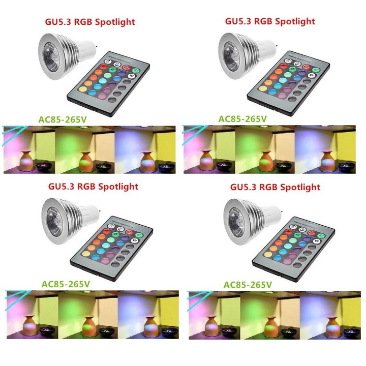 Spot lampe a led rvb 5w 12v mr16 gu5.3 eclairage ampoule lampl5rgb/mr16 lumiere basse consomation