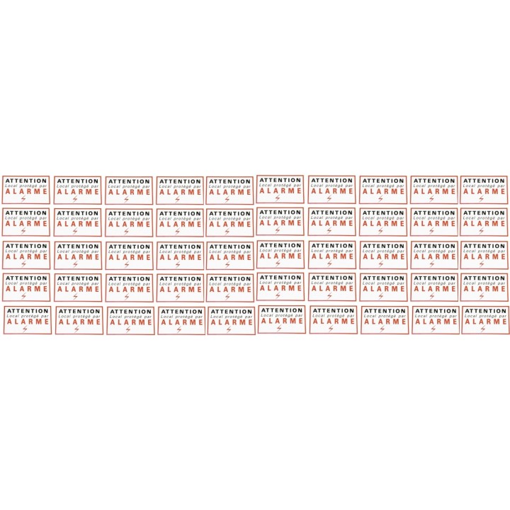 Lot de 50 Etiquettes signalisation adhesive sticker alarme securite dissuasif protection