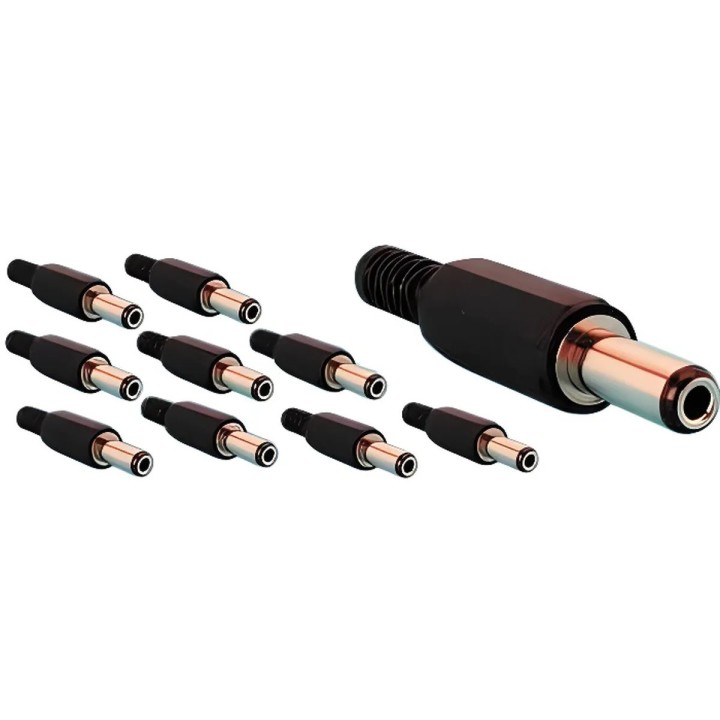 Lot de 10 fiches alim mâle 2.1x 5.5 x 14mm pour alimentation camera