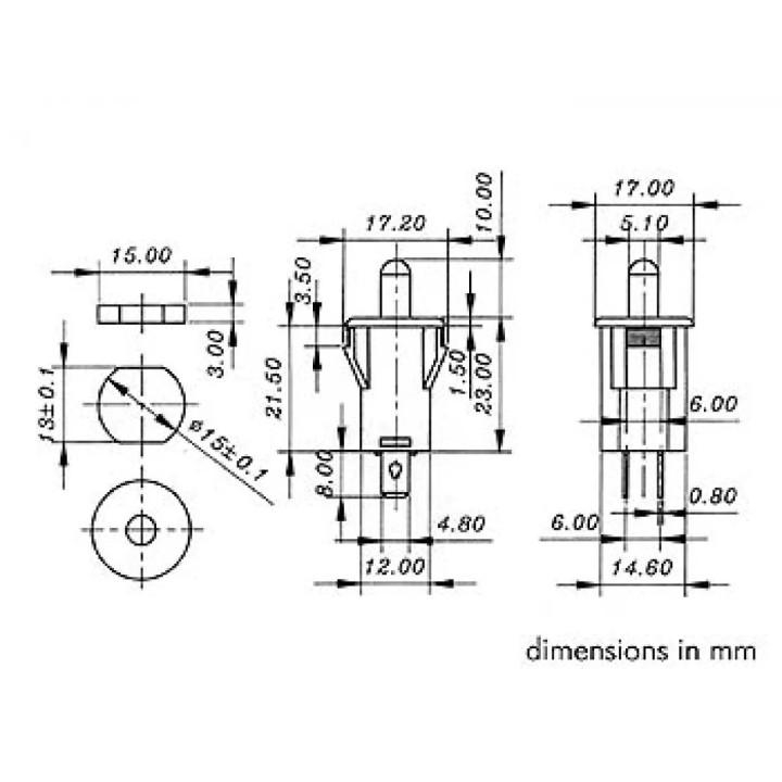 Pulsador 1p negro on-off 2a 250v r1858c