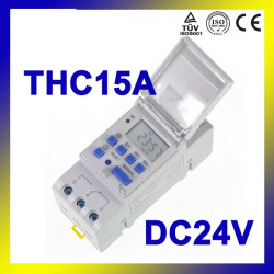 Orologio elettrico digitale thc15a 24vcc 2200w 7 giorni per guida din jr international - 1