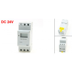 Orologio elettrico digitale thc15a 24vcc 2200w 7 giorni per guida din jr international - 7