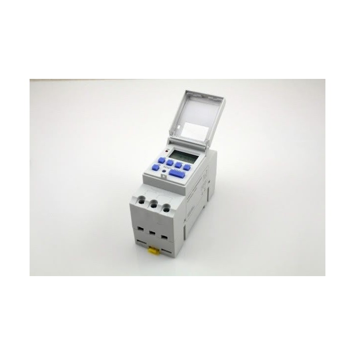 Orologio elettrico digitale thc15a 24vcc 2200w 7 giorni per guida din jr international - 1