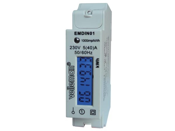 Kwh metros monofásico montaje en carril din - 1 módulo emdin01 velleman - 1