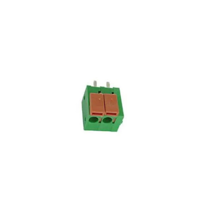 Bornier sans vis 2 poles vert au pas de 5mm screw02sl