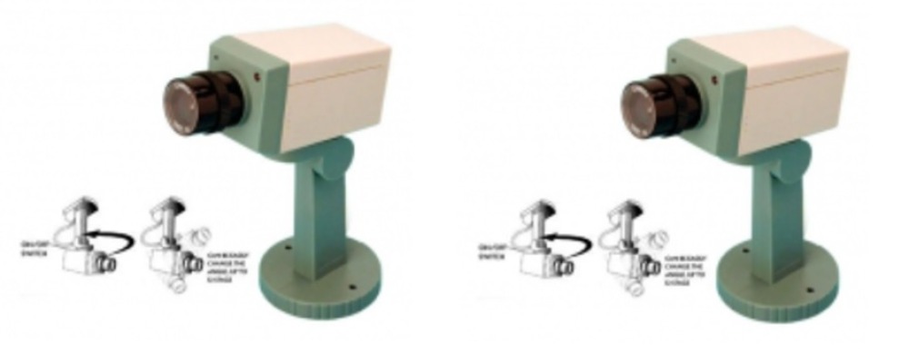 2 drehende kamera attrappe mit led und halterung dummy kamera kamera attrappe dummy kamera jr international - 1