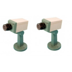 2 telecamera dissuasiva finta motorizzata + led lampeggiante + supporto jr international - 1