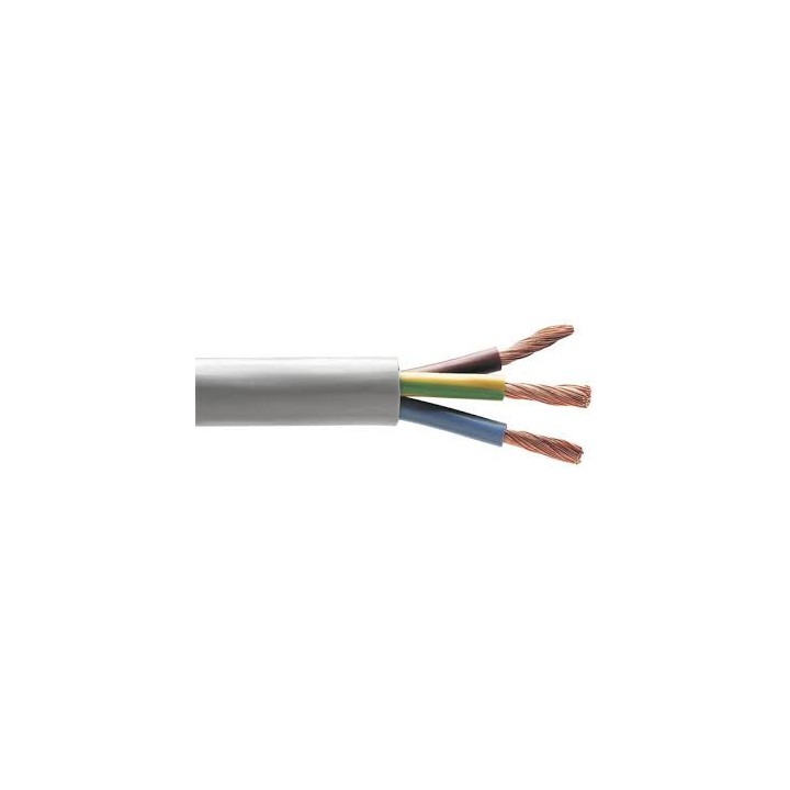 Cable 1m h05vv-f 3x1 3g 1 mm² h05vvf electrique rond 3 fils 1mm2 ø7mm souple tasr-c262-wht