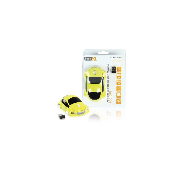 Wireless optical mouse 800 dpi gelbe auto usb bxl-mousecar20