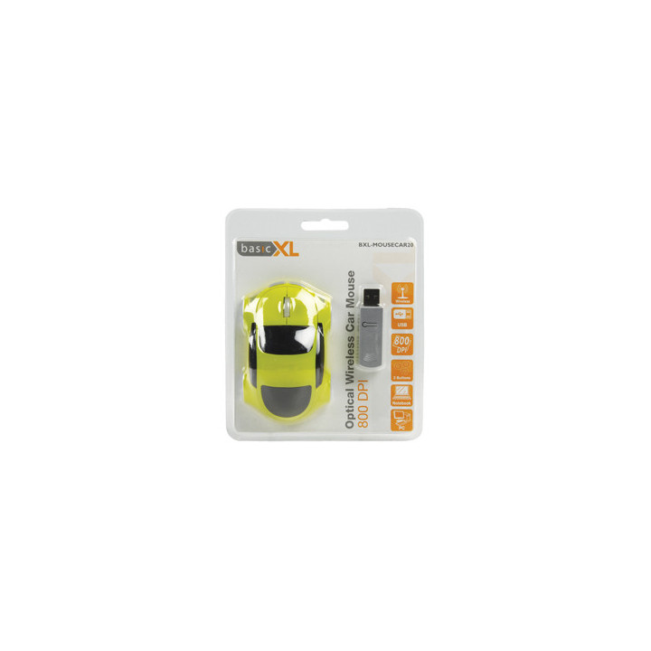 Wireless optical mouse 800 dpi yellow car usb bxl-mousecar20