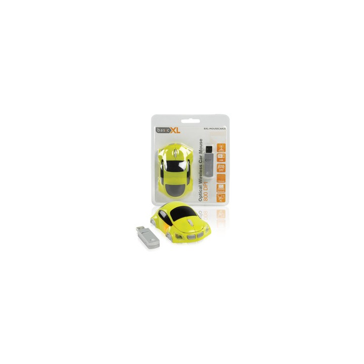 Ratón óptico inalámbrico de 800 dpi usb coche amarillo bxl-mousecar20