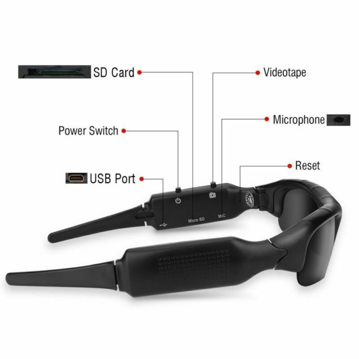 Lunette solaire légère 140 degrés Lunettes de soleil enregistreur audio vidéo 1080P HD tf dvr