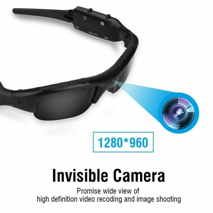 Lunette solaire légère 140 degrés Lunettes de soleil enregistreur audio vidéo 1080P HD tf dvr