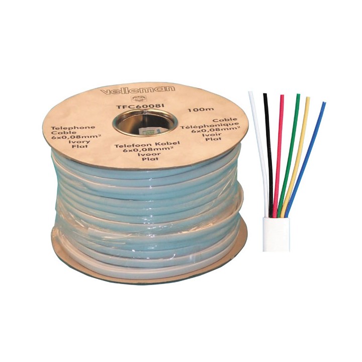 Telefonkabel 6 drahte fur rj09 rj11 rj12 100m kabel fur telefon 6 drahte velleman - 1