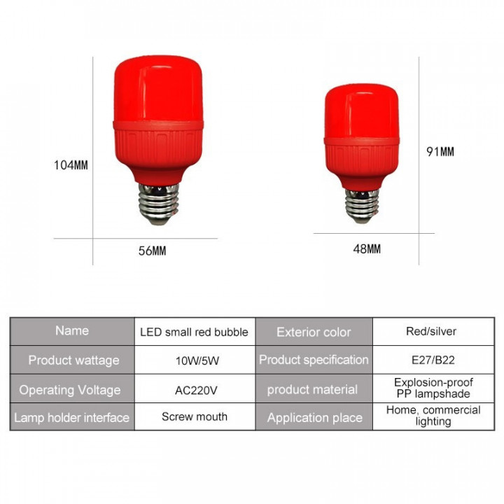 Led bulb e27 220v 5w red lantern holiday festive energy saving Christmas lamp
