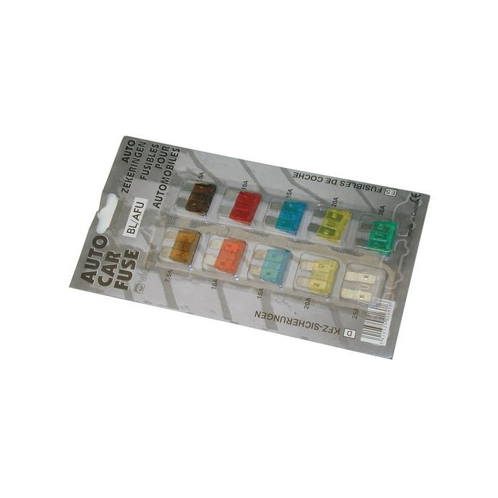 10 pc car fuse set 7.5a 10a 15a 20a 25a 30a velleman - 1