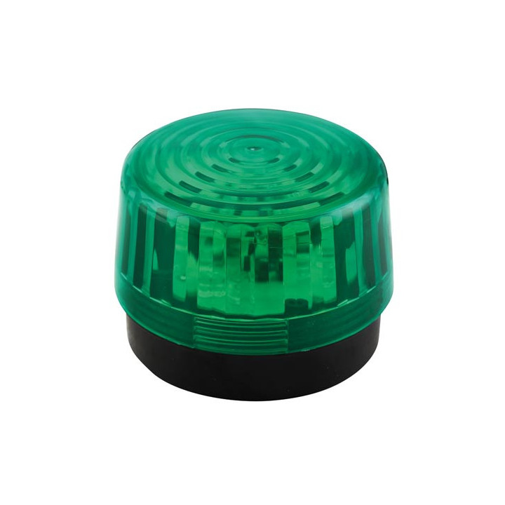 Flash alarme stroboscope electronique 15 LED 6v 12v couleur vert haa100g ø100x80mm haa100gn