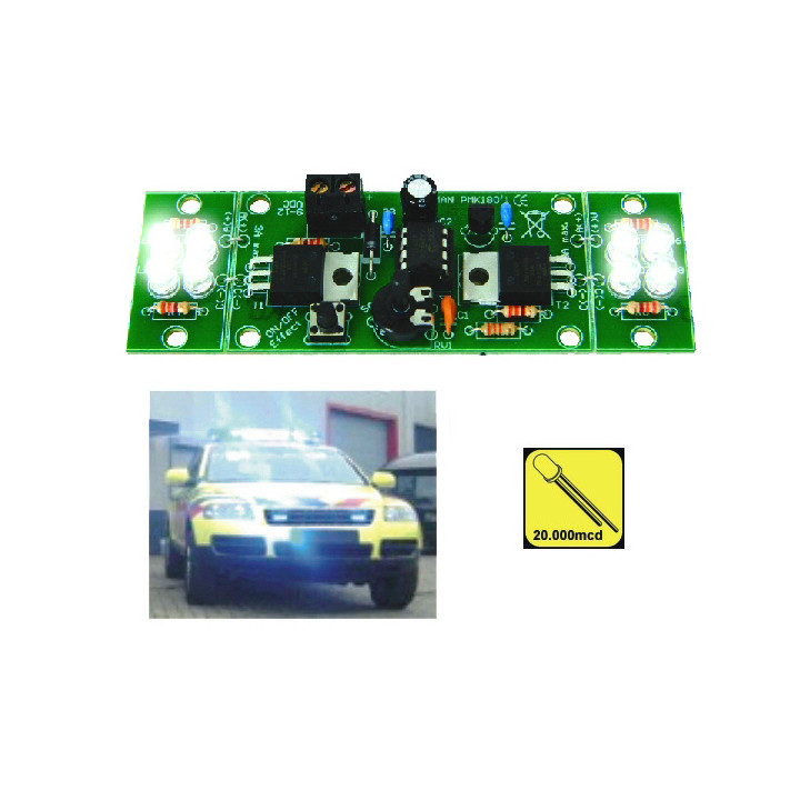 White LED flasher 20.000mcd 2 channels 12v 7 flashing effects 3a per channel gaming lights wsl180