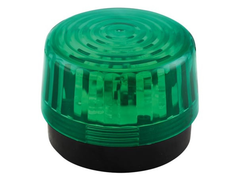 Flash alarme stroboscope electronique 15 LED 6v 12v couleur vert haa100g ø100x80mm haa100gn