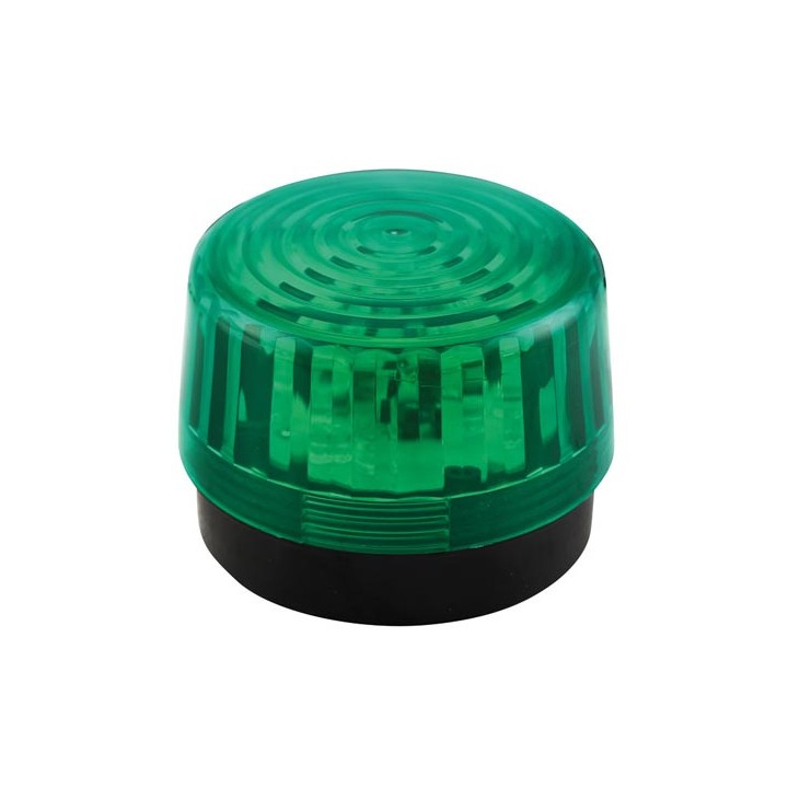 Flash alarme stroboscope electronique 15 LED 6v 12v couleur vert haa100g ø100x80mm haa100gn