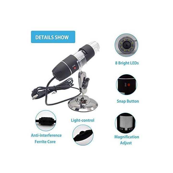500X microscope électronique Zoom optique 8 LED USB Microscope Digital pour Science