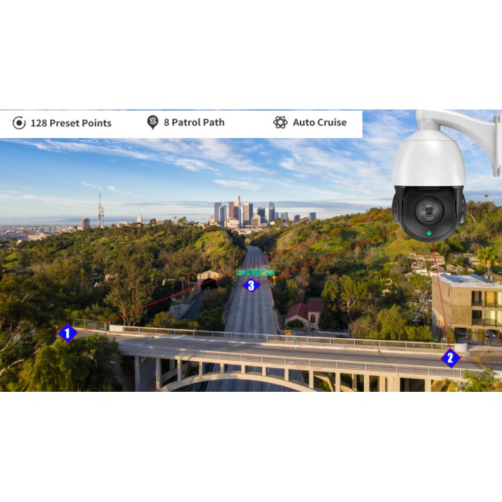 Video-Dome PTZ IP POE HD 8 MP Wireless ZOOM 200X SD-Anschluss 256 GB ONVIF IMX415 Dahua
