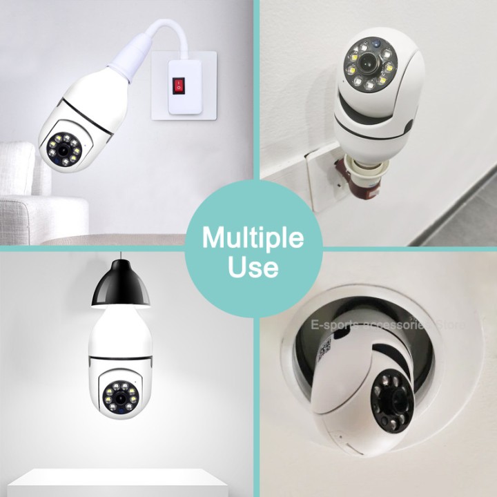 5G Wifi Surveillance Camera E27 Bulb 220V Color Night Vision Auto Tracking Zoom