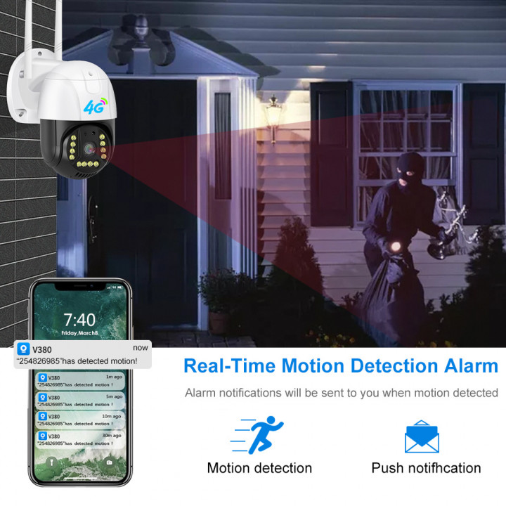 Outdoor Surveillance Camera 4G Gsm Sim V380 Pro 1080p Cloud 4x Zoom Ip66 Security Protection Wireless Ip Cctv