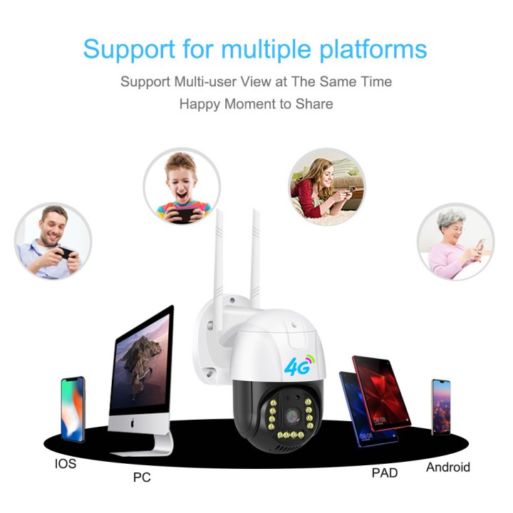 Cámara de vigilancia para exteriores 4G Gsm Sim V380 Pro 1080p Cloud 4x Zoom Ip66 Protección de seguridad Wireless Ip Cctv