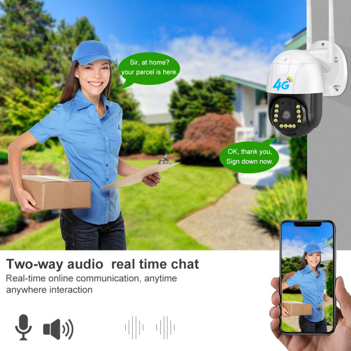 Cámara de vigilancia para exteriores 4G Gsm Sim V380 Pro 1080p Cloud 4x Zoom Ip66 Protección de seguridad Wireless Ip Cctv