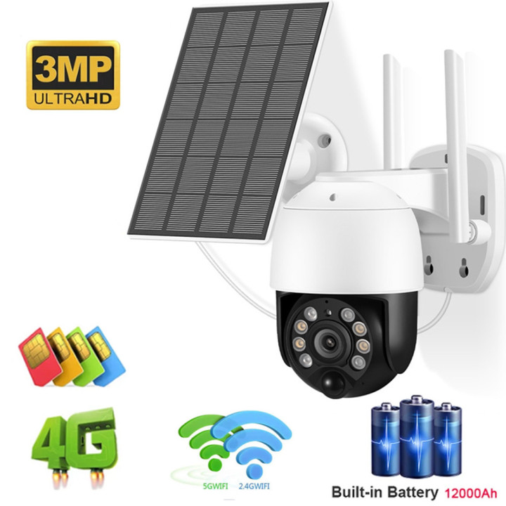 4G Sim Card Outdoor 3MP Fotocamera Wifi Batteria Solar Powered GSM Sicurezza Cctv Videosorveglianza Wireless