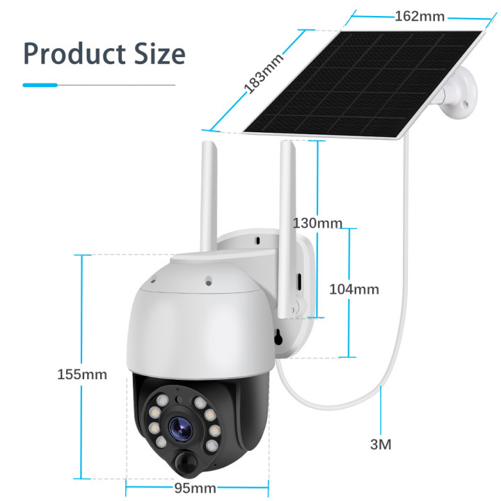 4G Sim Card Outdoor 3MP Camera Wifi Battery Solar Powered GSM Home Security Protection Cctv Video Surveillance Wireless