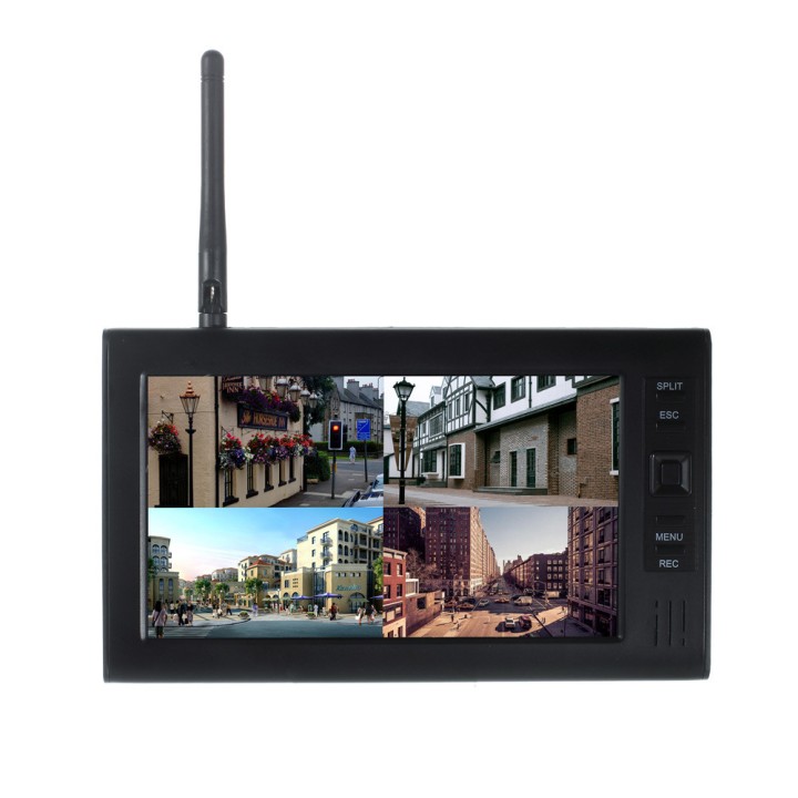 Système de sécurité domestique moniteur video 7 " 1 caméra sans fil, 2.4G SD dvr 4 canaux
