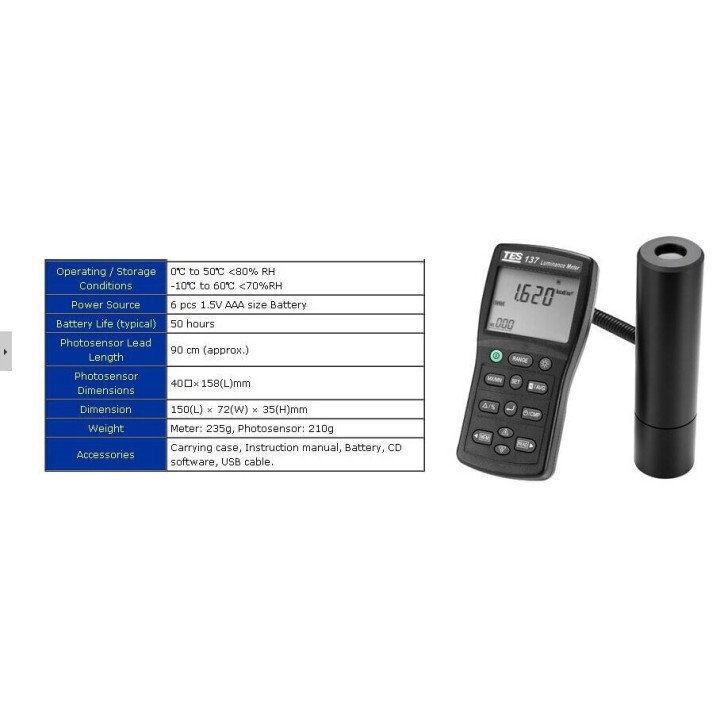 copy of Medidor de luminancia TES-137 Pantalla LCD dual de 4 dígitos tes137 Probador de brillo Medidor de lux