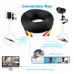20 m security coax cable rg59 + dc power jr international - 4