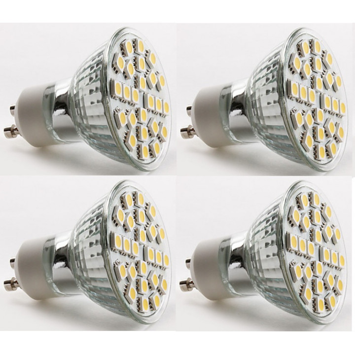4 gu10 led bulb 5w 24 smd 5050 warm white bulb spot 220v 230v 240v consolidated low light illumination jr international - 1