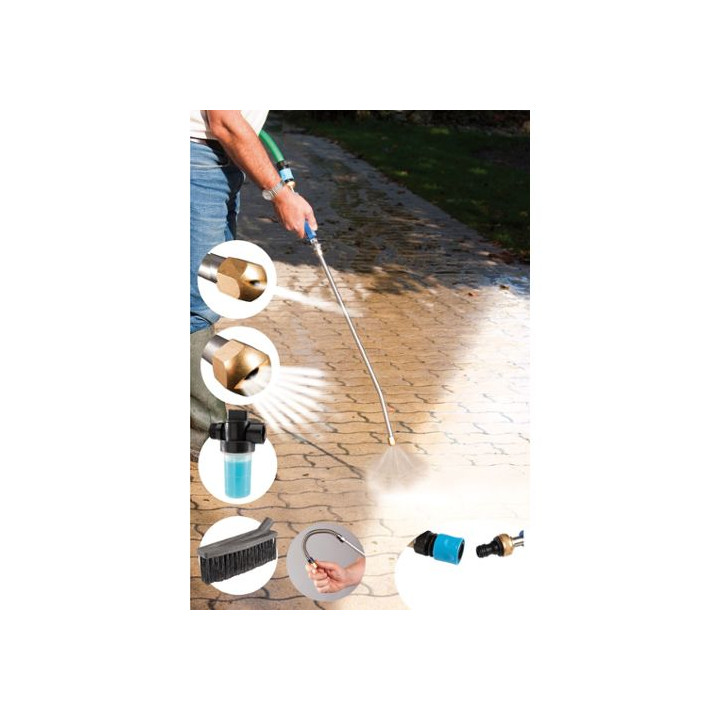 Lance water cleaner pressure washing sprays flexible metal head 5 in 1 universal jet 2 xhose - 2