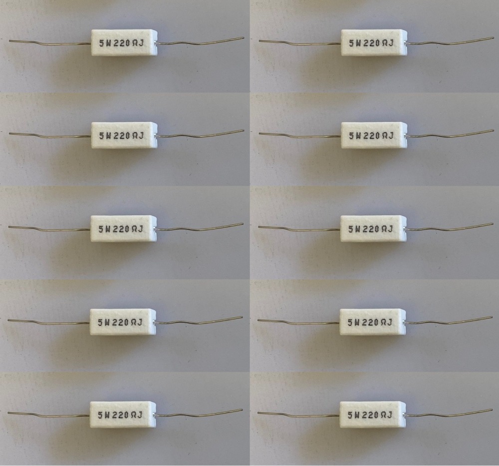 10 Resistenza a filo 220 ohm 5w indurito cen - 2