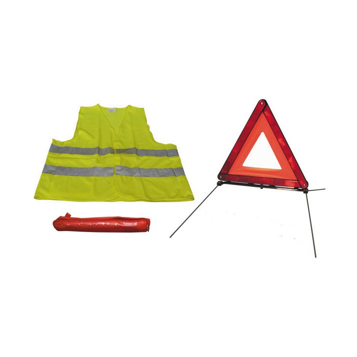 Road safety kit r27 en11 warning triangle + reflective vest xl 471 in this generique - 1