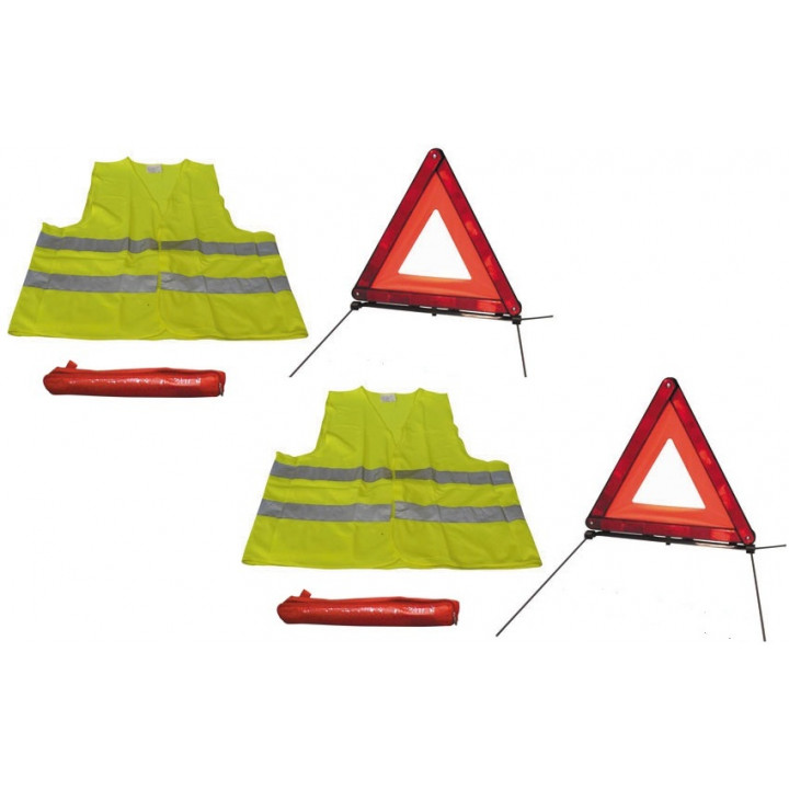 2 kit seguridad carretera chaleco + triangulo reflectante signalisacion r27 en11 jr international - 1