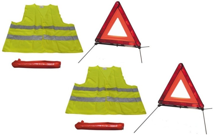 2 kit seguridad carretera chaleco + triangulo reflectante signalisacion r27 en11 jr international - 1