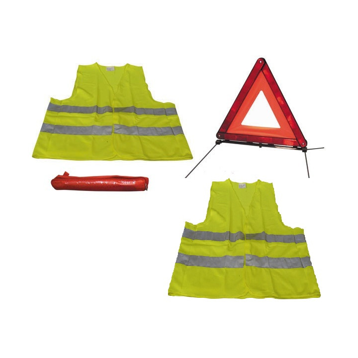 Kit seguridad carretera chaleco + triangulo reflectante signalisacion r27 en11 jr international - 1