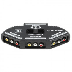 3 Way Audio Video AV RCA Switch Selector Splitter Box trixes - 1