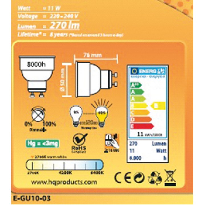 Economy of energiesparlampe gu10 mr16 gu10 11w-e-03 konig - 1