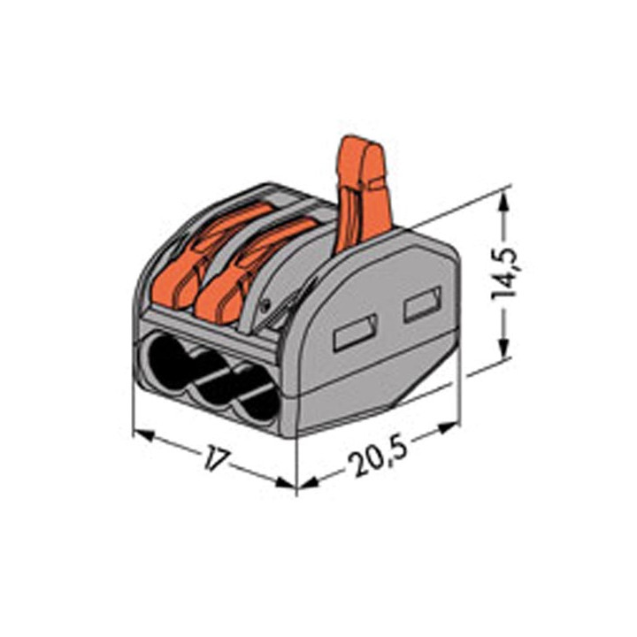Connection terminal 3 x 0.08-4mm for rigid conductors or gray velleman - 2