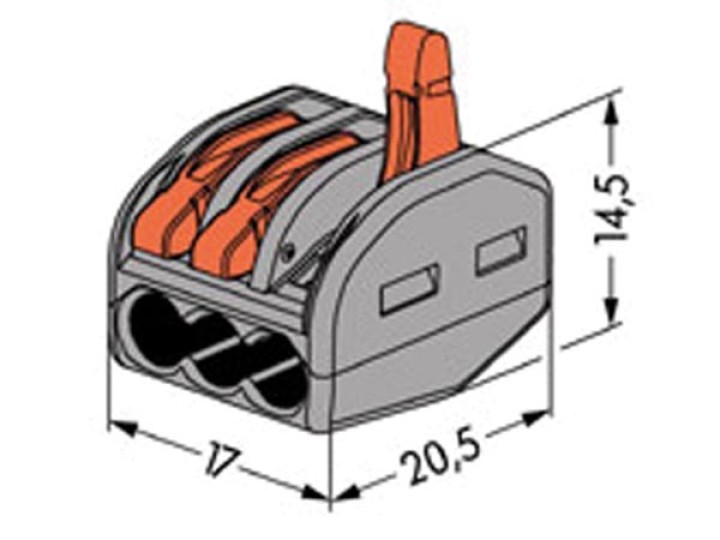 Terminale di collegamento 3 x 0.08-4mm per conduttori rigidi o grigio velleman - 2