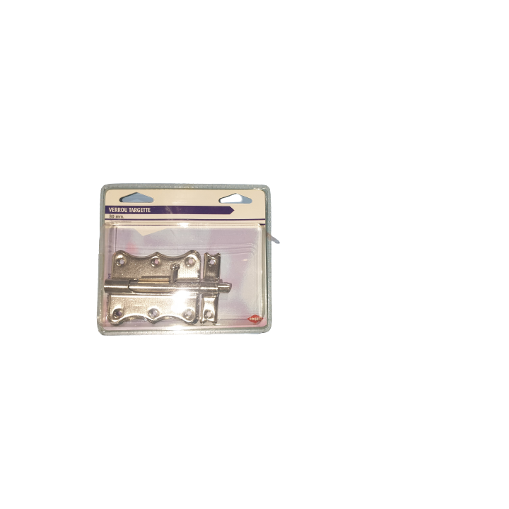 Verrou targette acier 80mm fermeture porte placard 85519 utilitaire à pêne rond métal