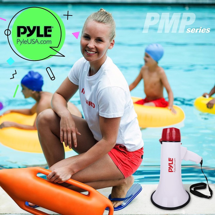 Megaphone 35w 40w Pyle avec microphone à cordon et sirene portée 800 à 1000m volume reglable