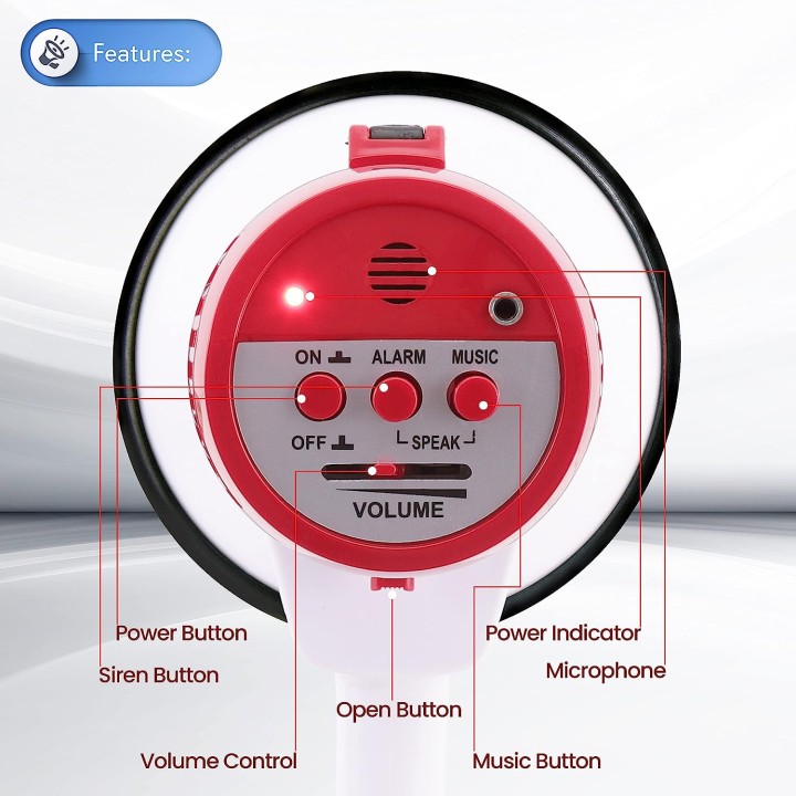 Megaphone 35w 40w Pyle with cord microphone and siren range 800 to 1000m adjustable volume