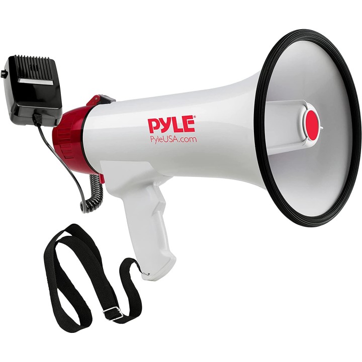 Megaphone 35w 40w Pyle avec microphone à cordon et sirene portée 800 à 1000m volume reglable